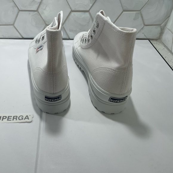 Superga White Alpina High Top Canvas Lace Up Sneakers Size 6 New In Box Athletic - Picture 5 of 14